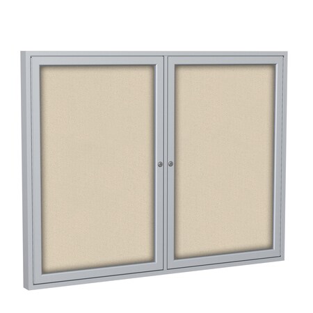 Ghent Enclosed Bulletin Board, 2 Door, Fabric, 3 ft H x 5 ft W, Beige PA23660F-90